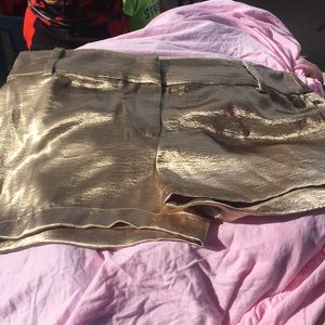 Gold satin shorts
